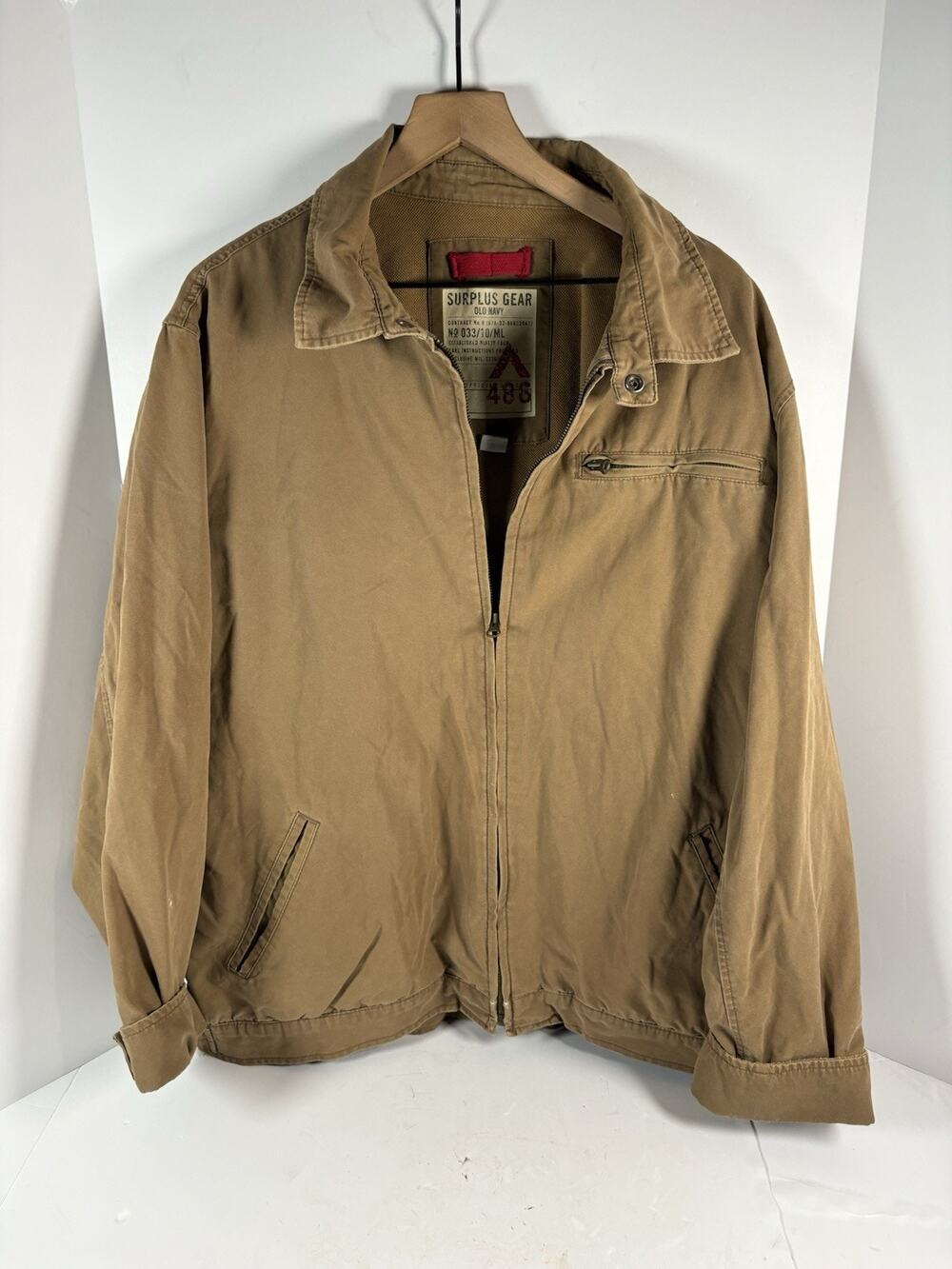Vintage Y2K Old Navy Surplus Gear 486 Jacket Mens XL Tan Canvas Workwear 90s